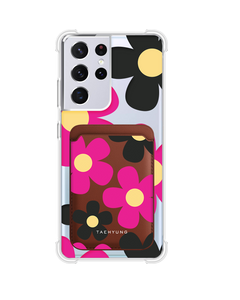 Android Magnetic Wallet Case - Daisy Hot Pink