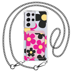 Android Magnetic Wallet Case - Daisy Hot Pink