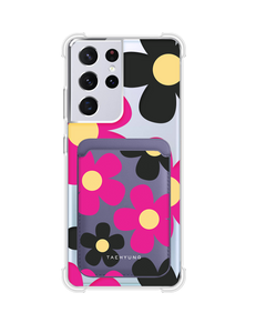 Android Magnetic Wallet Case - Daisy Hot Pink