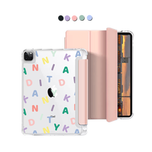 Load image into Gallery viewer, iPad Macaron Flip Cover - Custom Monogram Rainbow 2.0
