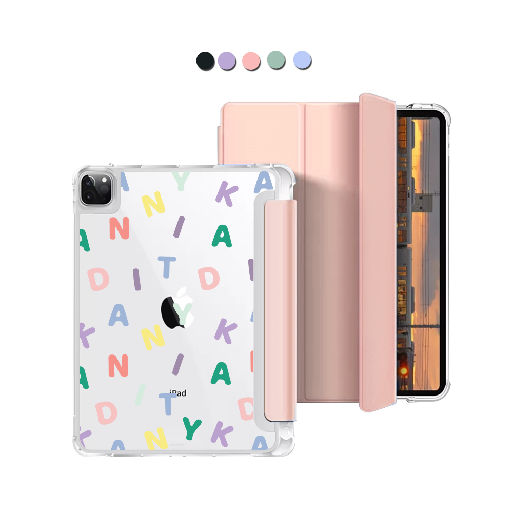 iPad Macaron Flip Cover - Custom Monogram Rainbow 2.0