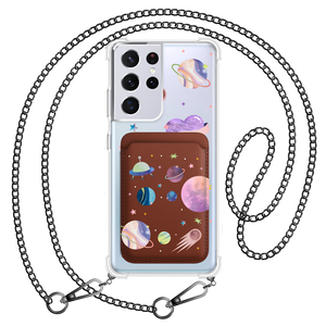 Android Magnetic Wallet Case - Pink Planet