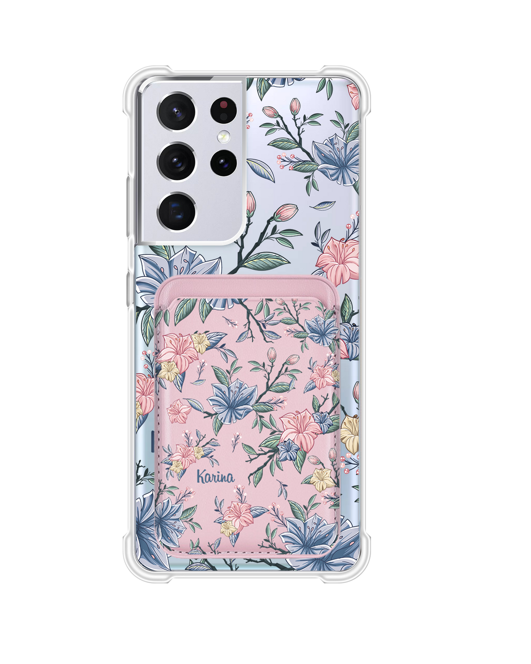 Android Magnetic Wallet Case - Pink & Blue Florals