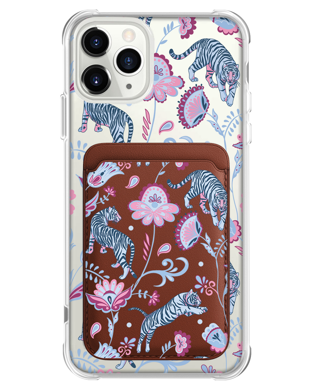 iPhone Magnetic Wallet Case - Tiger & Floral 3.0