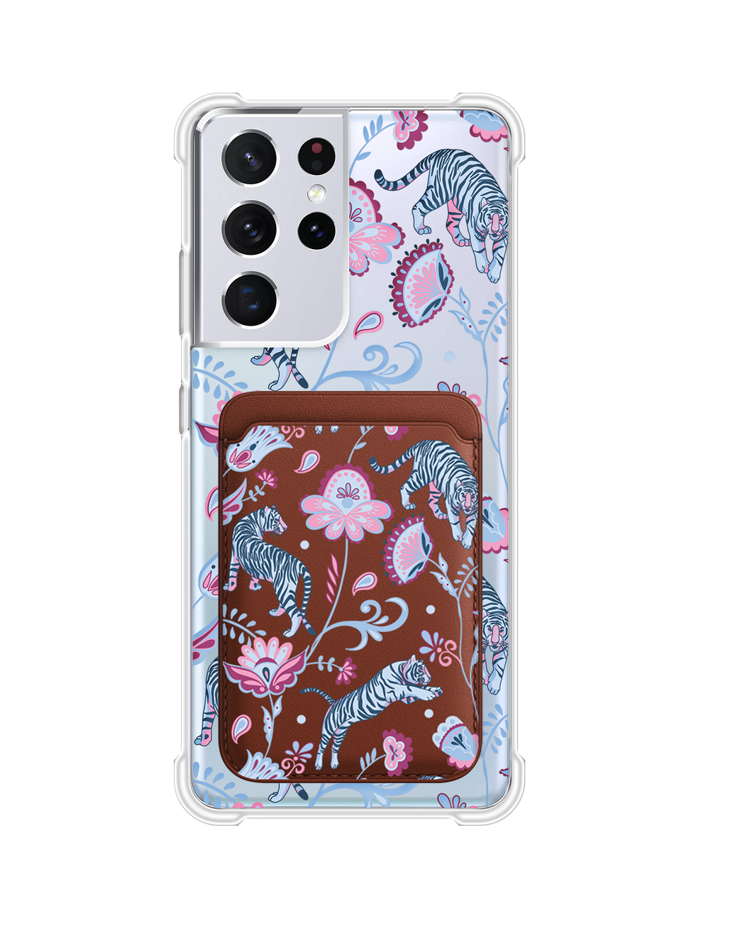 Android Magnetic Wallet Case - Tiger & Floral 3.0