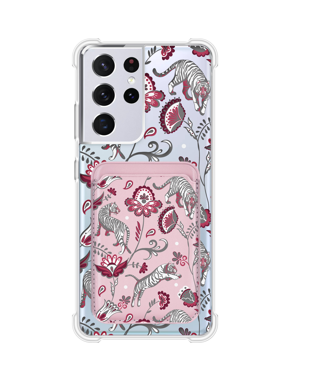 Android Magnetic Wallet Case - Tiger & Floral 6.0