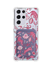 Android Magnetic Wallet Case - Tiger & Floral 7.0