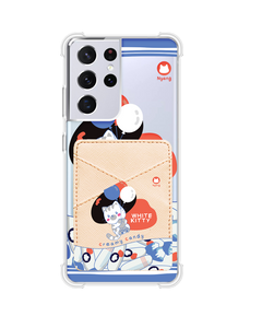 Android Phone Wallet Case - White Kitty